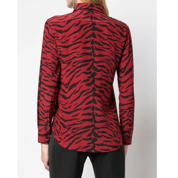NEW Saint Laurent Red Zebra Silk Blouse– Statement Top for Work Events & GNO - Picture 6 of 15